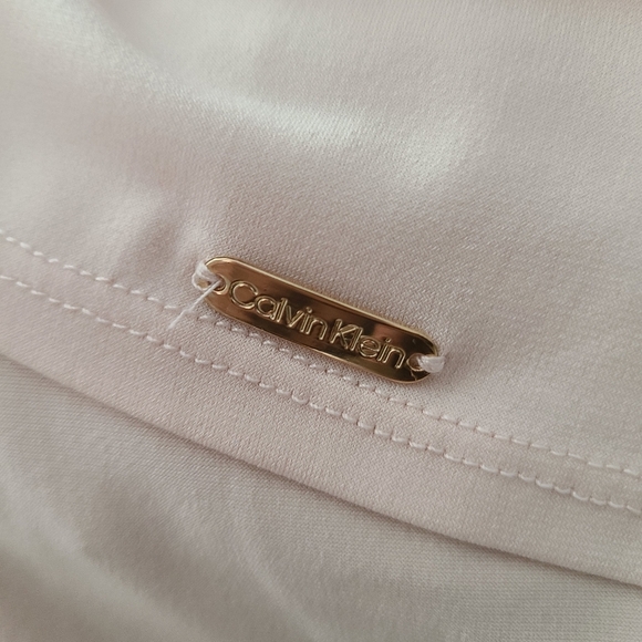 Calvin Klein Slinky Top / Blush Pink / Semi-Sheer Sleeves / Size Medium - Picture 5 of 7